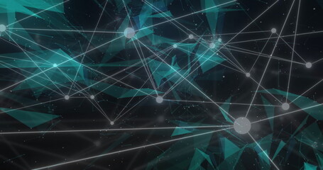 Image of network of connections over shapes