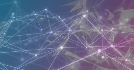 Image of network of connections over shapes