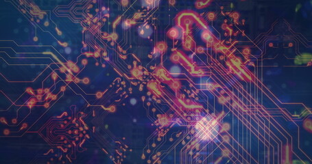 Image of network of connections over shapes