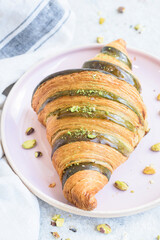 Freshly baked homemade recipe croissants 