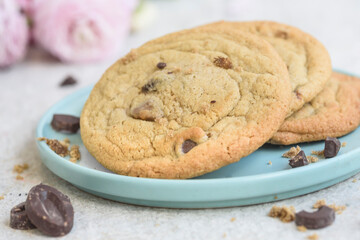 Freshly made homemade chocolate chip cookies