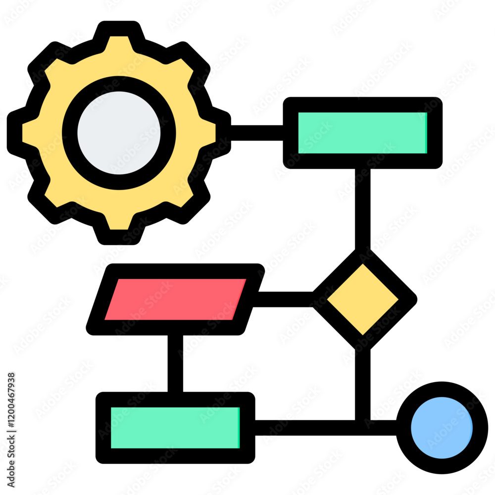 Aufkleber Algorithm Outline Color Icon