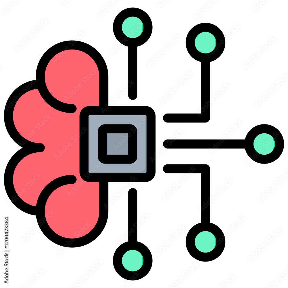 Poster machine learning outline color icon