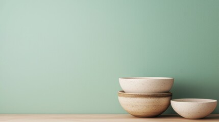 Minimalist design of stacked bowls modern kitchen still life photography neutral colors aesthetic appeal