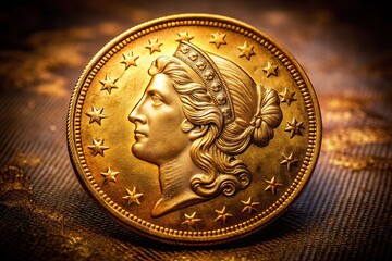 1893 US Gold Eagle, Detailed Coin, High Resolution, Art Deco,  Historical Currency