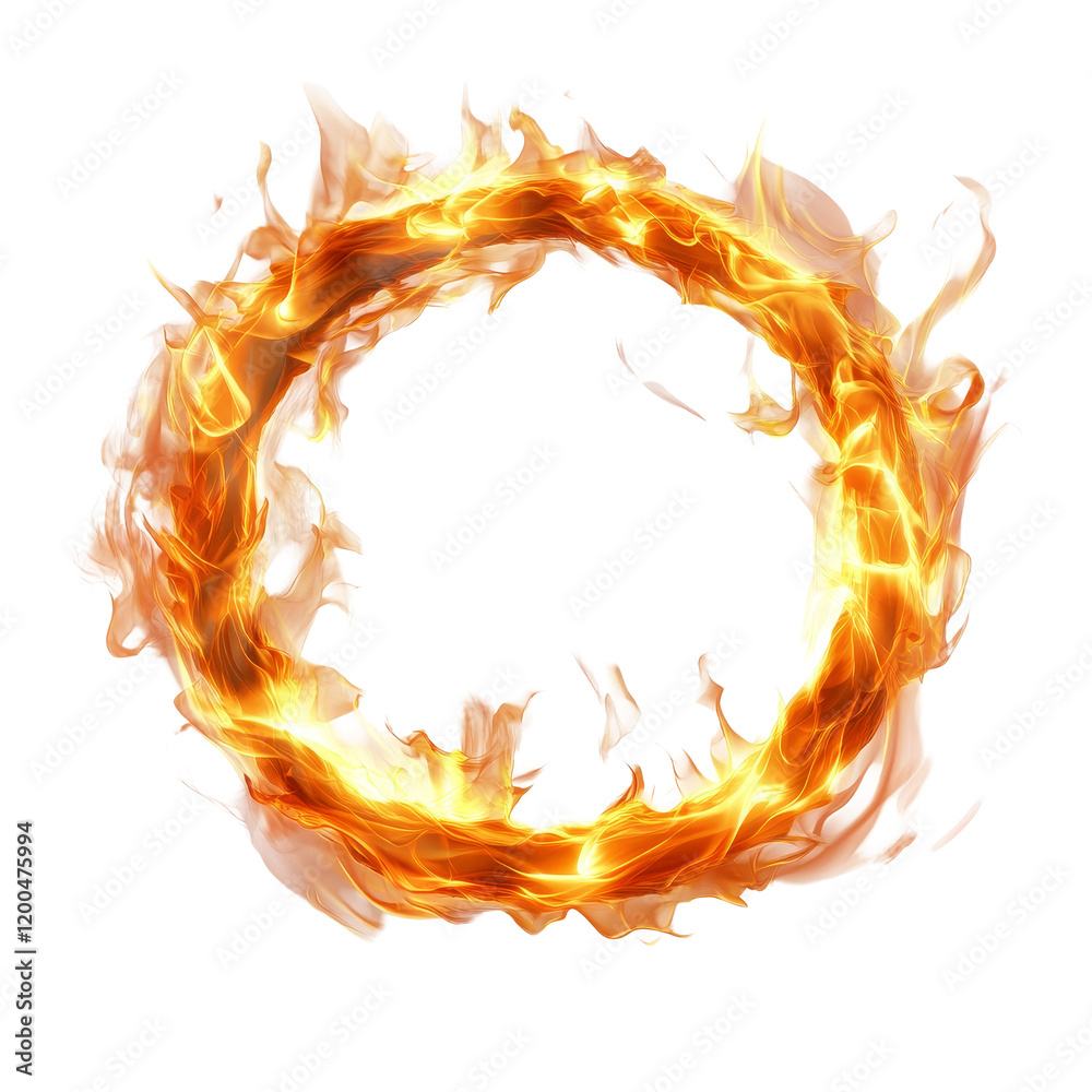 Poster realistic round fire flame on a transparent background creating a dynamic visual element for artisti