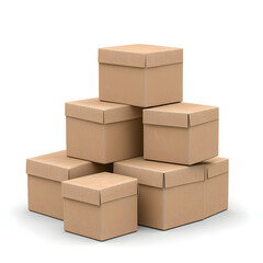 Stacked cardboard boxes in various sizes, ideal for storage solutions