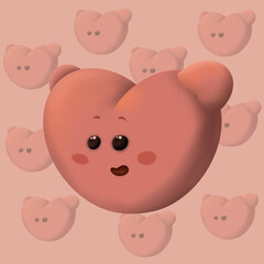 a smiling heart on a warren of little hearts. 