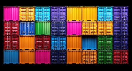Fototapeta premium Colorful Stack of Shipping Containers.