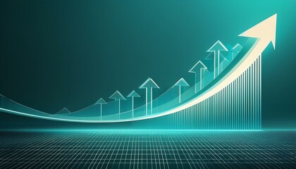 progress or development concept, Business growth, investment profit increase, arrow graph future growth plans, growing sales and revenue, minimalist tech