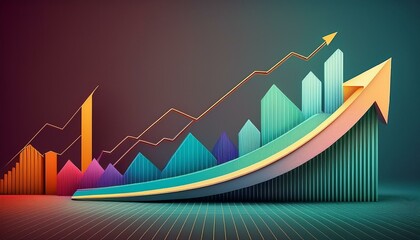 progress or development concept, Business growth, investment profit increase, arrow graph future growth plans, growing sales and revenue, minimalist tech