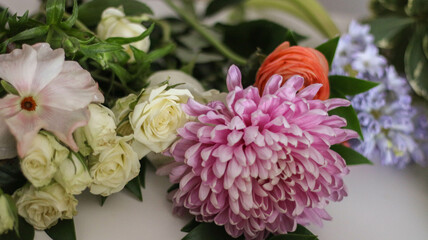 mixed flower stems waiting to be arranged