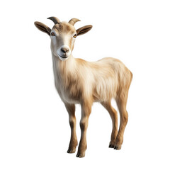Fototapeta premium realistic 3d rendering of a goat. showcasing its detailed fur and expressive features against a plain background the design emphasizes the goat's anatomy and character. making it suitable for educatio