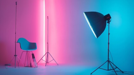 Studio Setup with Colorful Gradient Lights