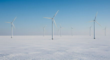 Wind Turbines Spinning On The Horizon Of A Wide, Arid Plateau