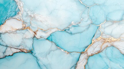 Fototapeta premium A stunning blue and white marbled pattern with golden veins, showcasing a luxurious and elegant texture suitable for various design projects.