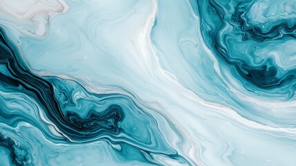 Obraz premium Abstract turquoise marble texture with swirls and gradients, creating a soothing and modern aesthetic.