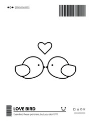 Cover design with illustration of a bird in love