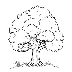 Outline art for a tree simple coloring page black and white outline page with white background sketch style full body for a tree only use outline mandala style clea