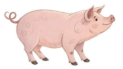 Fototapeta premium pig from the side isolated on transparent background png