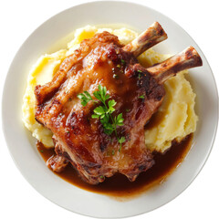 Delightful BBQ Ribs with Creamy Mashed Potatoes - A Hearty and Savory Culinary Experience for Cozy Dinner Meals
