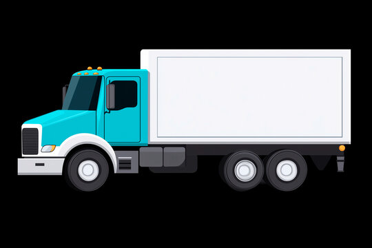 Illustration of Teal Cab-Over Box Truck