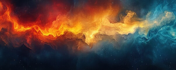 Celestial event cosmic colors outer space digital art vivid atmosphere wide angle abstract conception