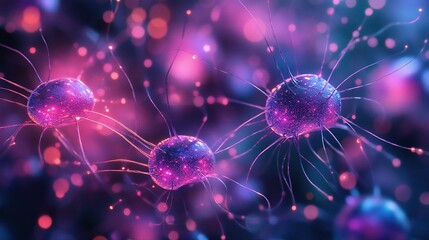 Microscopic action of bacteria in a vibrant umgebung scientific illustration abstract environment close-up view