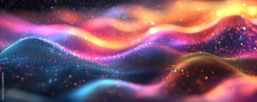 Poster dynamic wave patterns abstract art digital artwork colorful environment close-up view visual concept