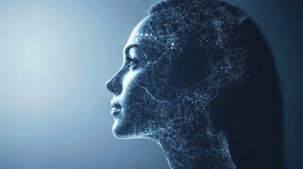 Obraz premium Digital Woman: A Profile in Light and Data