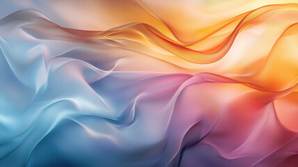 Obraz premium Abstract Background of Soft, flowing fabric in gradient colors of blue, orange, and pink