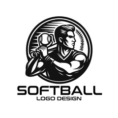 Fototapeta premium Softball Vector Logo Design
