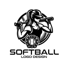 Softball Vector Logo Design