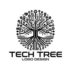 Tech Tree Vector Logo Design