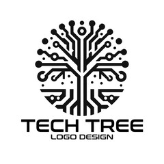 Tech Tree Vector Logo Design