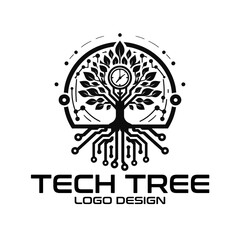 Tech Tree Vector Logo Design