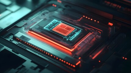 Obraz premium Futuristic Computer Processor Close Up Display