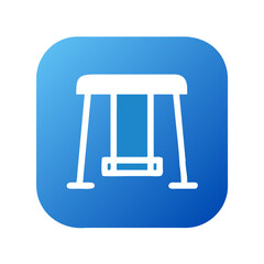 Swinging bench icon with blue background and inviting design for outdoor relaxation and seating concepts