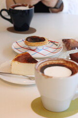 cup of coffee and dessert