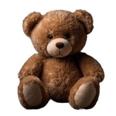 Obraz premium Adorable Teddy Bear with Plush Brown Fur on Transparent Background, Perfect for Design Overlays and Children's Themes