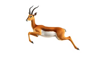 Obraz premium Realistic Gazelle Illustration in Mid-Leap on White Background