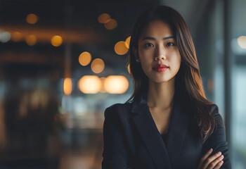 Fototapeta premium Professional Asian woman 30 years old posing in corporate setting