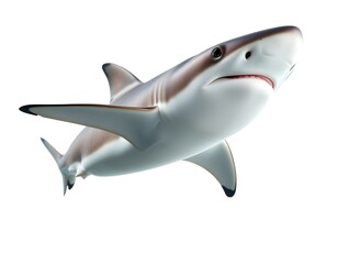 Fototapeta premium Realistic Portrayal of a Hammerhead Shark Swimming Isolated on a White Background