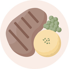 Beef steak with mashed potatoes vector