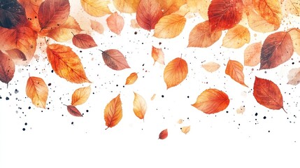 Falling autumn leaves on white background. (1)