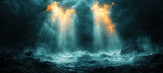 Mysterious Dark Landscape with Fog and Dramatic Lighting for Nightlife and Events