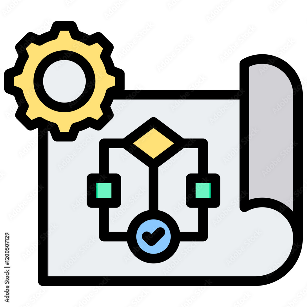 Poster Workflow Outline Color Icon