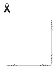 Funeral empty card. Empty card. Digital Funeral black ribbon and leaves