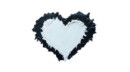 Abstract Heart Shape Created with Black and White Paint Strokes
