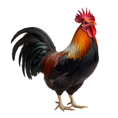 Fototapeta premium This wyandotte rooster displays an impressive array of colors, featuring a striking comb and glossy feathers, wyandotte rooster,isolated transparent background